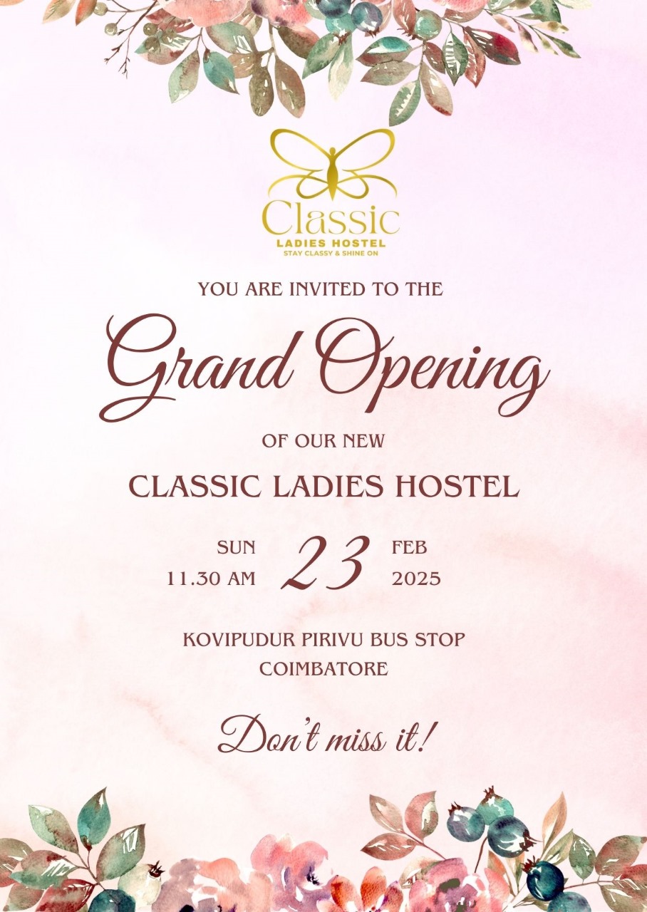 Invitation Front - Classic Ladies Hostel